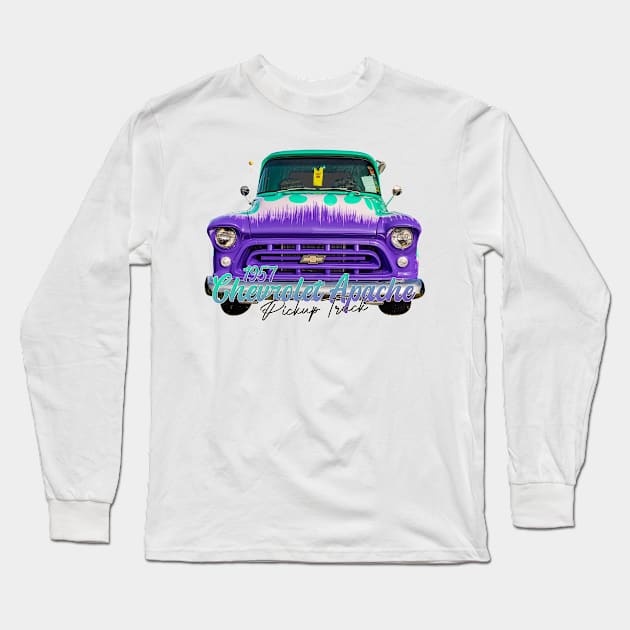 Customized 1957 Chevrolet Apache Pickup Truck Long Sleeve T-Shirt by Gestalt Imagery